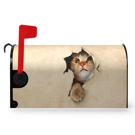 Cat Magnetic Mailbox Cover Large Size Cute Kitty Decorative Mailbox Wraps Post Box Cover Oversized for Garden Yard 21 * 25.5 Inch