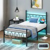 Samurbex Twin Size Bed Frame with Headboard,Black Metal Platform Bed
