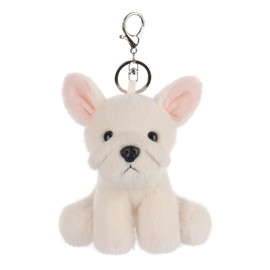 Apricot Lamb Dog Cute Keychain Soft Stuffed Plush Keychain Toy for Kids Backpack Purse 12cm, White