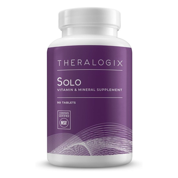 Theralogix Solo Multivitamin & Multimineral Supplement Without Iron - 90-Day Supply - Iron-Free Multivitamin - Support for Women & Men - Vitamin D3, Vitamin C & B Vitamins - NSF Certified - 90 Tablets