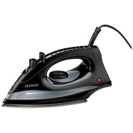 Jerdon Hotel Iron - Mid-Size, Black Clothing Iron - Dual Auto Shut-Off - 9-Foot Cord - 1200 Watts - J513B