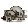 Elama Majestic Wolf 16 Piece Round Stoneware Dinnerware Set in