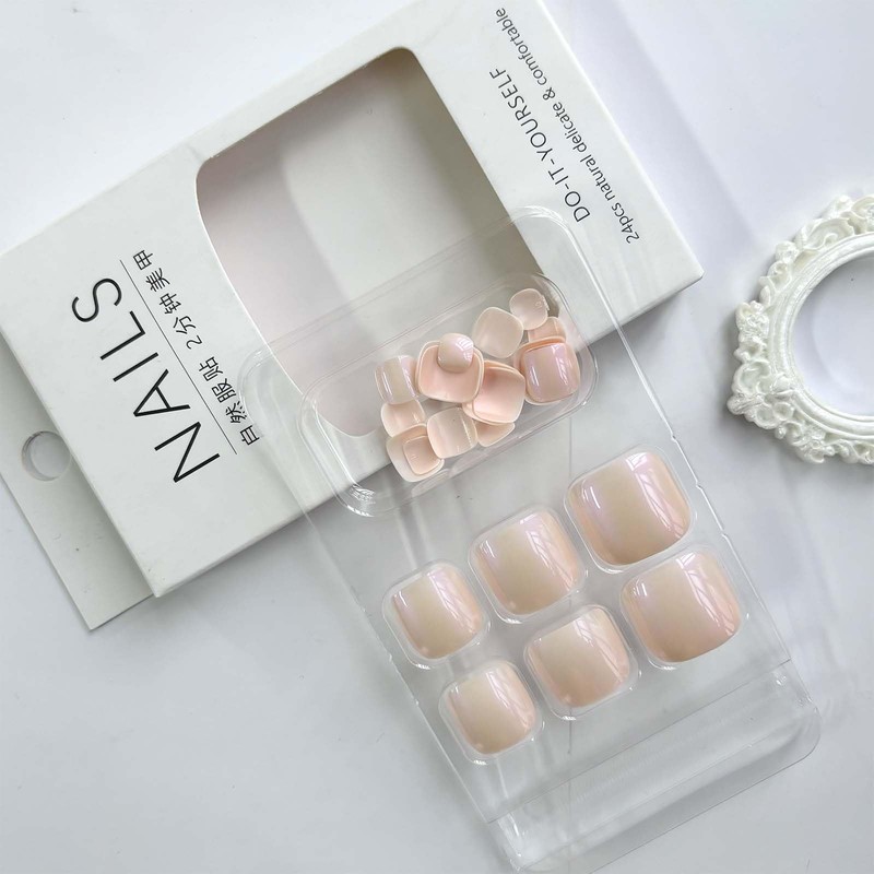 Aurora White Press on Toenails Short Square Fake Toe Nails