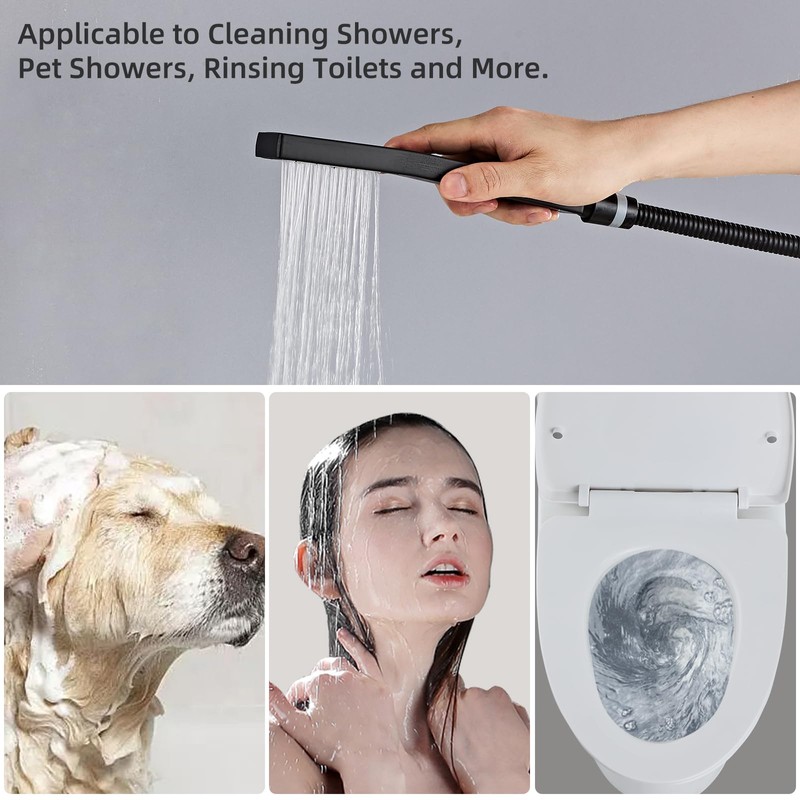 Ameletai Matte Black Handheld Shower Head Set, Square Shower Wand