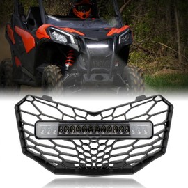 SAUTVS Grill with Light for Maverick Trail, Front Mesh Grille with LED Light Bar for Can-Am Maverick Trail Sport Max 2018-2025 Accessories (1PCS)