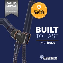 HammerHead Showers Solid Metal Handheld Showerhead Holder, Adjustable Wand Holder with Universal Wall Hook Bracket and Brass Pivot Ball, Oil Rubbed Bronze