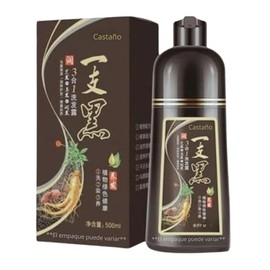 Castaño- Shampoo Tinte Instantaneo Para Cabello Cubre Canas Jengibre 500Ml - Champú Instant Hair Color Para Teñir El Cabello 3 En 1 Coloración Al Inst