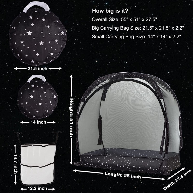 ZXPLO Safety Pop Up Crib Tent Cover to Keep Toddler