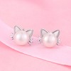 Cat Pearl Stud Earrings - Cute Cat Stud Earrings with