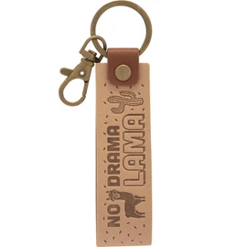 GRUSS & CO 48374 Faux Leather Llama Key Fob | Light Faux Leather Pendant with No Drama Lama Motif with Carabiner | 48374, brown, Motif "Lama"