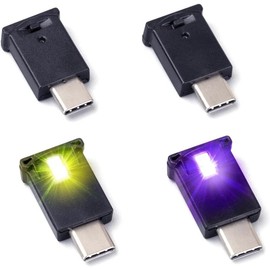 Mini USB LED RGB Light Brightness Adjustable 8 Color Changeable for Car, Laptop, Keyboard. Atmosphere Smart Night Lamp for Home Decoration (DC : 5V) (Quantity: 4) - Size: USB-C(Qty:4)