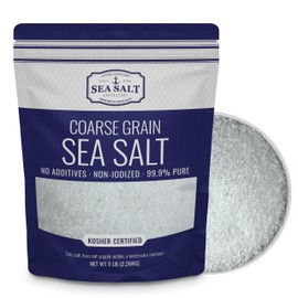Sea Salt, Coarse Grain Sea Salt from Baja California, Great for Cooking or Grinding, Non-Iodized, All-Natural, No Additives (5 lb Bag)