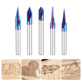 CNC Wood Carving Router Bit - 1/4 Shank, 15/20/30/60/90 Engraving Bits Set