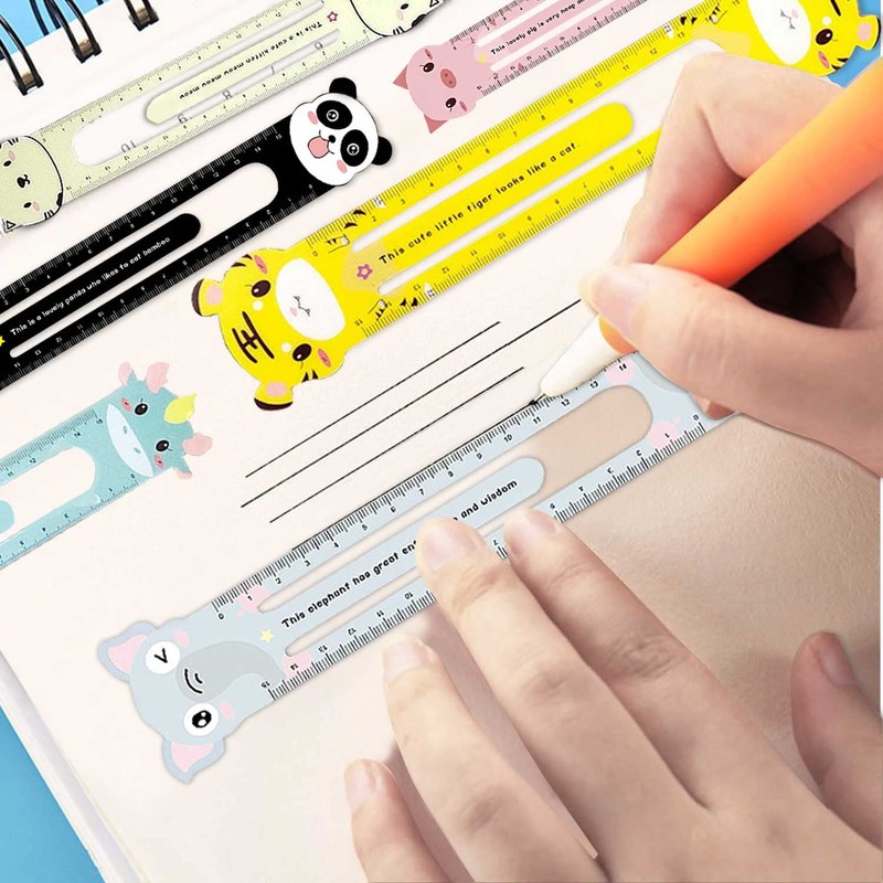 Pack of 6 Rulers 15 cm Children's Flexible/Animals Cartoon Ruler