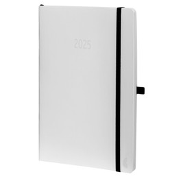 Chronoplan 50935 Book Calendar 2025 (Diary A5 (135 x 210 mm) with Soft Cover, Weekly Planner, 1 Week on 2 Pages, with Flexible Pen Loop, Index Tape, Rubber Closure, White