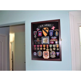 Wall Mount 17" X 22” X 2” Military Medals Patches Badges Display Case Shadow Box