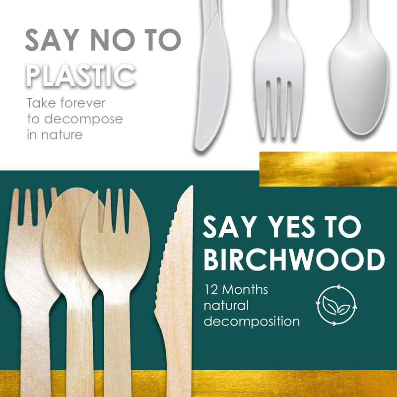 Planet Pantry Disposable Birchwood Cutlery Spork 50 pcs) Plastic Alternative