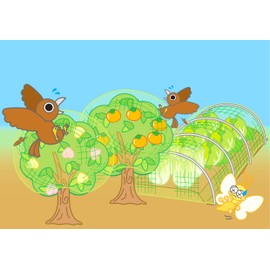 Dio Kasei Light Bird Protection Net, 0.4 in (10 mm) Eyes, Green, 1.4 x 16.4 ft (4 x 5 m)