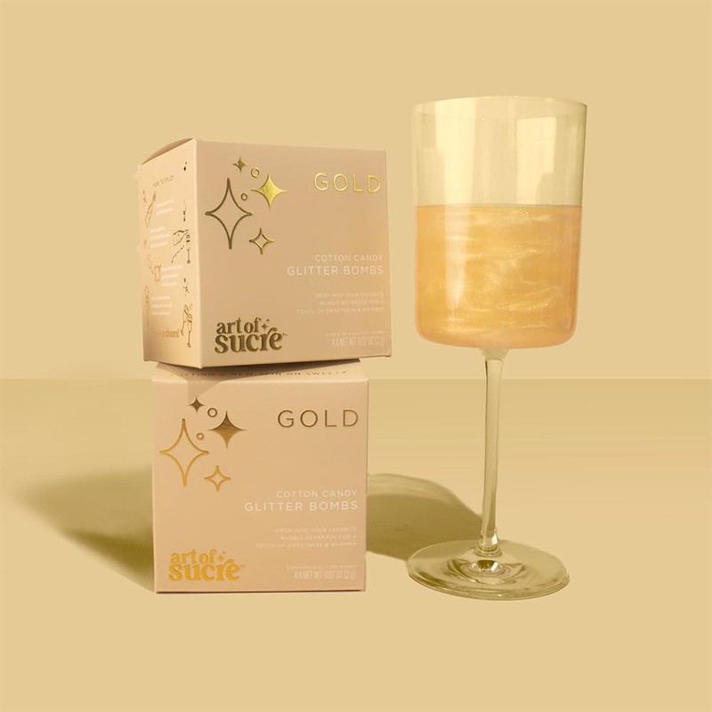 Art of Sucre Gold Cotton Drink Candy Glitter Bombs, Edible