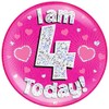 Oak Tree Birthday Badge, Pink