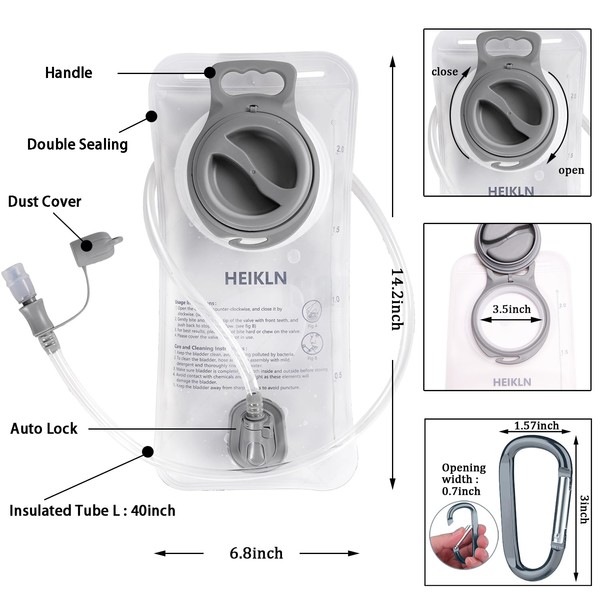 HEIKLN Hydration Bladder 2 Liter,Water Bladder for Hiking Backpack,Leak Proof