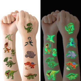Children's Tattoo 10 Sheets Luminous Dinosaur Temporary Tattoo Set, Glow in the Dark, Waterproof, Skin-Friendly Children's Tattoos, Birthday Party Accessories for Children's Birthday Party Bags
