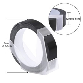 Oozmas Compatible Label Tape Replacement for Dymo Embossing Tape 1/2 Inch 3D Plastic Emboss Labels White Print on Black Compatible with DM1595 Organizer Xpress Pro, 5 Pack