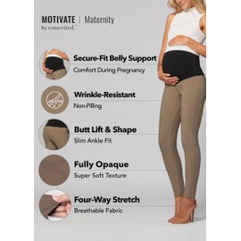 Conceited Maternity Leggings - Ponte Pants for Women - Regular and Plus Size - Desert - Small-Medium