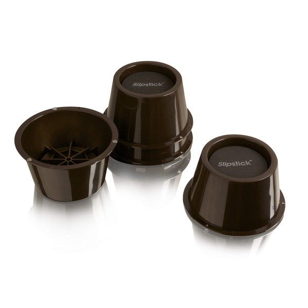 Slipstick CB654 2 Inch Lift Furniture Risers / Bed Risers, Adds 2" Height to Heavy Furniture or Beds (Set of 4) Supports 2,000 lbs,Chocolate/Dark Brown
