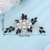 Teyglen Black Crystal Hair Comb Rhinestone Wedding Hair Piece for