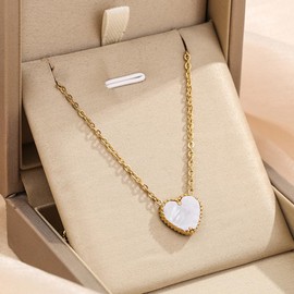 RPAEOY Jewellery Set for Women Love Heart Pendant Necklace Earring Bracelet 18K Gold Plated Fashion Jewellery Set Gift for Wedding Bridal Bridesmaid Birthday AnniversaryWhite