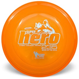 Hero Disc USA Superhero 235 K9 Candy Plastic Dog Disc, Outdoor Dog Toy and Pet Disc, Puncture Resistant Dog Flying Disc (Orange)