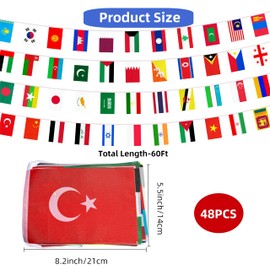 Rotenl 48 Asian Countries Small String Flag, 60 Feet 48 Pcs Asia Nations Pennant Banner Bunting Flags, International Festival, Commemoration, Asian Heritage Month Decor