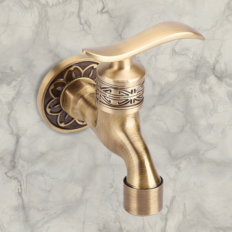 Antique Style Brass Washing Machine Faucet Wall Mount Laundry Cold