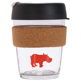 Kiss The Hippo - Reusable Coffee Cup | Suitable for Hot Drinks | Cork Edition | 12 oz