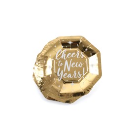 Sparkles Partyware New Years Eve Plates - Pack of 20 Gold Foil with Cheers to New Years Design - Fun Party Celebration Table Decoration