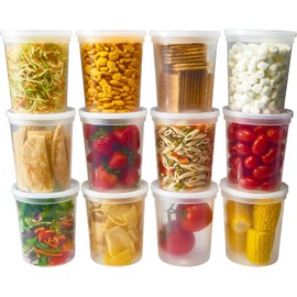 Zuvo Plastic Soup Containers with Lids - 32 OZ (24 Pack) - Perfect Round Plastic Food Storage Containers for Soup - Reusable, Leakproof Tubs,