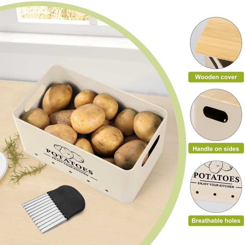 Dekosilave Kitchen Vegetable Storage Set of 3, Metal Onion Garlic