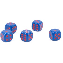 WeLoveBeads W6 Cube (16 mm) in Blue/Yellow Dots - Made in Germany - Pack of 5