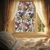 ANATTASOUL Static Window Clings Hummingbird Flowers 1 Sheet Reusable Window