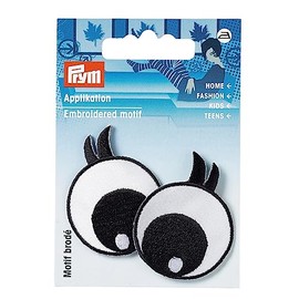 Prym Appliqué Eyes Black/White with Eyelashes, Large