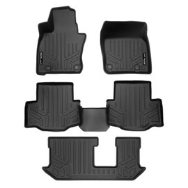 SMARTLINER Custom Fit All Weather Protection Black 3 Row Floor Mat Liner Set Compatible with 2024 Mazda CX-90 Hybrid/Plug-in Hybrid (Only Fits with 2nd Row Bench Seat)