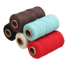 Binwat Macrame Cord Natural Macrame Cotton Cord Craft Cord Spool Rustic Cotton Rope for Wall Hanging, Plant Hangers, Crafts, Knitting, Decorative Projects (A), Pack of 5