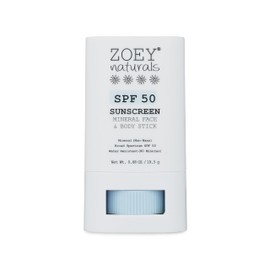 Zoey Naturals SPF 50 Mineral Sunscreen Stick for Babies & Kids - Safe Sunblock Moisturizer for Body & Face - with Rose Hips Oil, Zinc Oxide, Cruelty Free and Reef Safe, Made in USA
