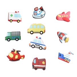 Set of 10 Transport Rubber Fridge Magnets - Colorful Refrigerator Magnets Featuring Various Modes of Transport for Home Decoration(Transportation Fridge Magnets)