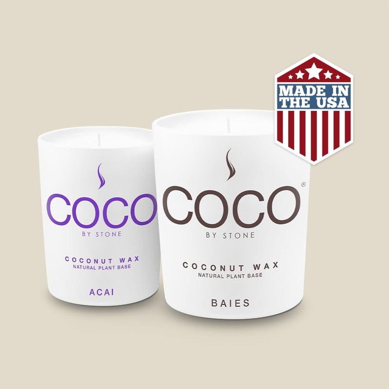 COCO by Stone 11oz Candle, Coconut Apricot Wax Candle for
