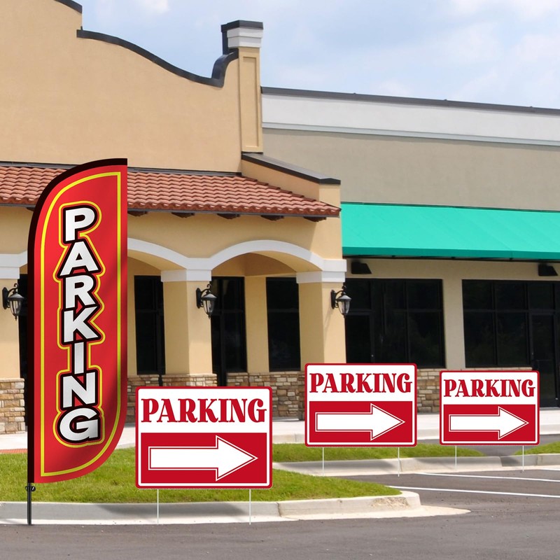 Parking Feather Flag Pole Kit Include 7 ft Banner Flag