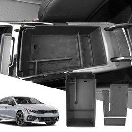 SXCY for 2025 2026 Kia K5 Center Console Organizer for 2021-2024 2025 2026 Kia K5 Accessories (LXS/GT-Line) for 2024 2025 2026 Kia K5 Armrest Console Organizer(Black Mats)