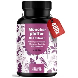 Monk's Pepper High Dose – 400 Tablets – 20 mg per Tablet – 10:1 Extract from Original Agnus Castus – Dietary Supplement Vegan and Produced in Germany Laboratory Tested