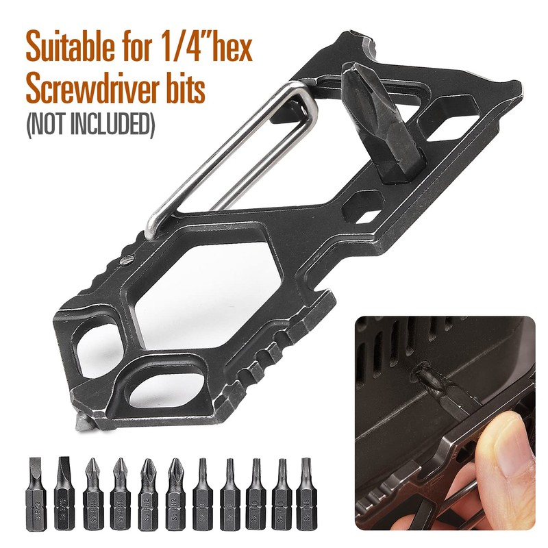 Carabiner Keychain Stainless Steel Multitool - 11 in 1 Tactical